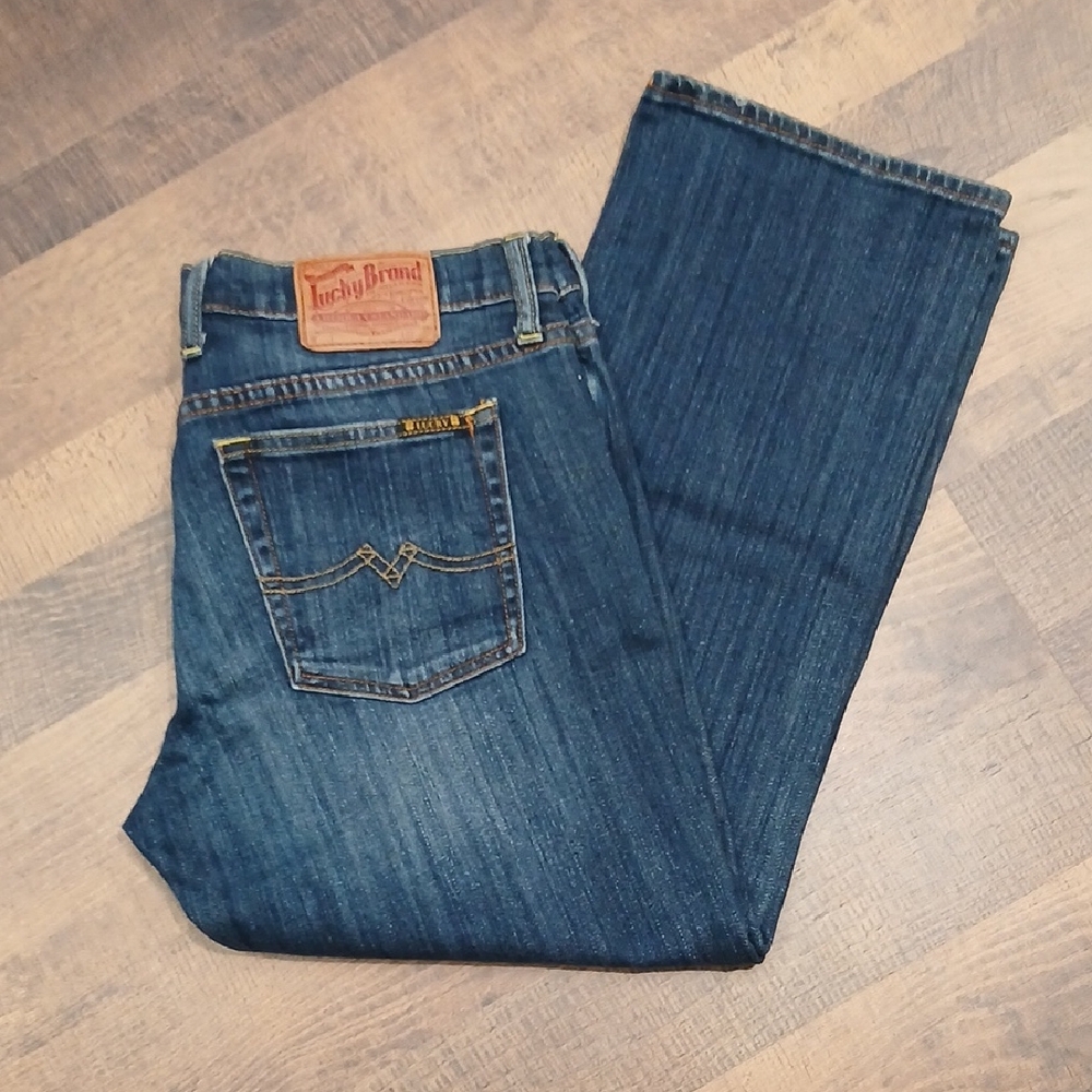 Lucky Brand Womens Sz 12/31 Crop Length Dark Blue Straight Jeans